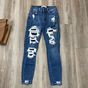 Distressed Blue Jeans